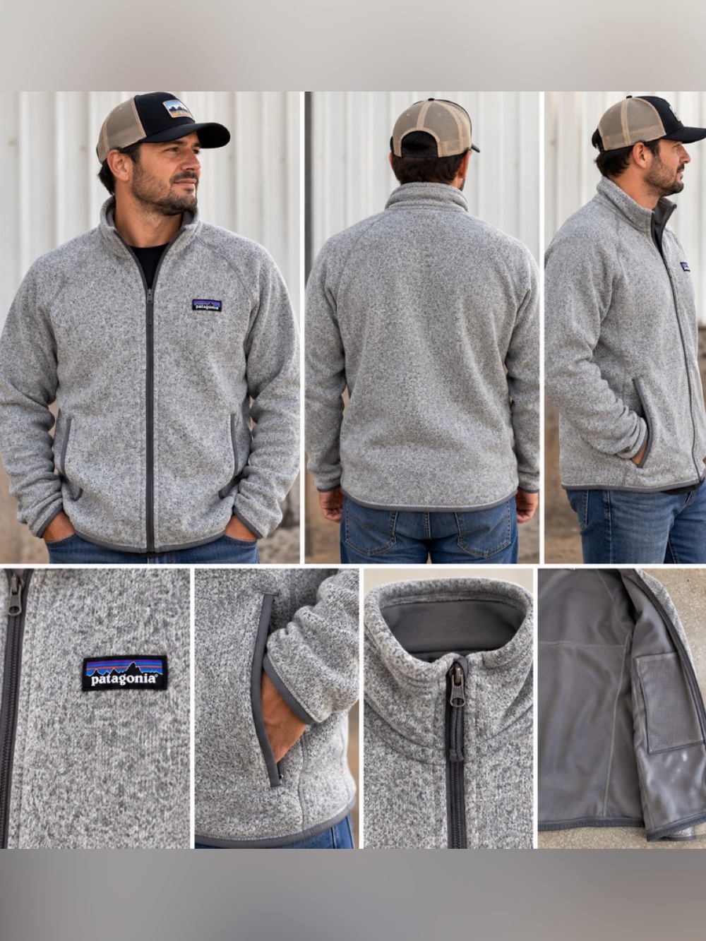 Patagonia men’s XL Light Heather Gray Full-Zip Fleece Jacket
